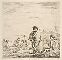 A standing sailor talking to a seated Levantine, Stefano della Bella Italian, Etching; first state of two