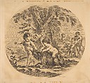 A child and a satyr child playing with a goat, Stefano della Bella Italian, Etching; second state of two