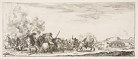 A battle on horseback, from "Peace and War" (Divers desseins tant pour la paix que pour la guerre), Stefano della Bella  Italian, Etching; second state of two
