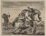 Hercules and Deianira, from 'Game of Mythology' (Jeu de la Mythologie), Stefano della Bella Italian, Etching; first state of five