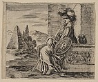 Pallas, from 'Game of Mythology' (Jeu de la Mythologie), Stefano della Bella  Italian, Etching; first state of five