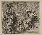 Pallas et Arachne, from 'Game of Mythology' (Jeu de la Mythologie), Stefano della Bella  Italian, Etching; first state of five