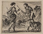 Cephalus and Procris, from 'Game of Mythology' (Jeu de la Mythologie), Stefano della Bella  Italian, Etching; first state of five