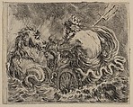 Neptune, from 'Game of Mythology' (Jeu de la Mythologie), Stefano della Bella  Italian, Etching; first state of five