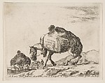 Pack Horse, frontispiece for "Diversi Animali", Stefano della Bella Italian, Etching; second state of three (De Vesme)