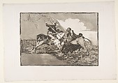 Plate 1 from "La Tauromaquia": The way in which the ancient Spaniards hunted bulls on horseback in the open country, Goya (Francisco de Goya y Lucientes)  Spanish, Etching, aquatint, drypoint