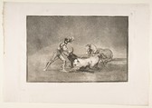 Plate 9 from "La Tauromaquia": A Spanish knight kills the bull after having lost his horse, Goya (Francisco de Goya y Lucientes)  Spanish, Etching, burnished aquatint, burin