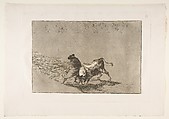 Plate 14 from "La Tauromaquia": The very skillful student of Falces, wrapped in his cape, tricks the bull with the play of his body, Goya (Francisco de Goya y Lucientes)  Spanish, Etching, aquatint, drypoint