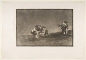 Plate 16 of "La Tauromaquia": The same man throws a bull in the ring at Madrid, Goya (Francisco de Goya y Lucientes)  Spanish, Etching, burnished aquatint, drypoint, burin