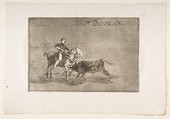 Plate 22 from "La Tauromaquia": Manly courage of the celebrated Pajuelera in [the ring] at Zaragoza, Goya (Francisco de Goya y Lucientes)  Spanish, Etching, burnished aquatint, drypoint, burin