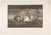 Plate 31 of  "La Tauromaquia": Banderillas with firecrackers, Goya (Francisco de Goya y Lucientes)  Spanish, Etching, burnished aquatint, drypoint, burin