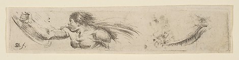 Torso of a Man with a Shield and Eye Study, plate 19 from "Collection of various doodles and etching proofs" (Recueil de divers griffonnements et preuves d'eauforte), Stefano della Bella Italian, Etching; third state of four (De Vesme)
