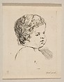 Plate 12: head of a child, from 'The Book for Learning to Draw' (Livre pour apprendre à dessiner), Stefano della Bella  Italian, Etching