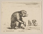 Plate 3: seated monkey, from "Various animals" (Diversi animali), Stefano della Bella Italian, Etching; third state of three (De Vesme)
