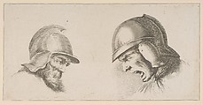 Two Heads of Old Soldiers, Stefano della Bella  Italian, Etching
