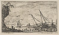 Plate 1: seaport with ships, from "Seascapes" (Paysages maritimes), Stefano della Bella  Italian, Etching