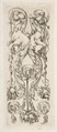 Two Facing Camel Heads with Bodies Terminating in Ornament, Stefano della Bella  Italian, Etching