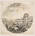 Campo Vaccino, a buffalo and two shepherds in center, the Fontanone to right in the middle ground, various animals and people in the background, plate 2 from "Roman landscapes and ruins" (Paysages et ruines de Rome), Stefano della Bella  Italian, Etching; fourth state of nine (Talbierska)
