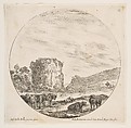 Ruins of a temple in a Roman landscape, plate 13 from "Roman landscapes and ruins" (Paysages et ruines de Rome), Stefano della Bella  Italian, Etching; fourth state of nine (Talbierska)