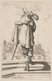 Gentleman in a Cape and Plumed Hat Seen from the Back, Abraham Bosse  French, Etching; first state of two