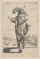 Gentleman Seen from the Back Indicating a Landscape, Anonymous, French, 17th century  French, Etching (reverse copy)