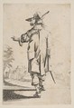 Gentleman Seen from the Back Pointing towards a Chateau, Anonymous, French, 17th century  French, Etching; reverse copy