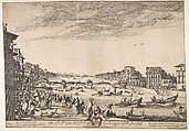 Game of the Bridge, Pisa, Stefano della Bella Italian, Etching, state i
