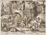 Envy (Invidia), from "The Seven Deadly Sins", Pieter Bruegel the Elder Netherlandish, Engraving; first state of two
