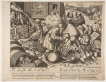 Everyman, Pieter Bruegel the Elder Netherlandish, Engraving with letterpress text; first state of two with letterpress text version B
