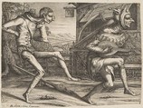 Two Fools Dancing from Two and Three Fools of the Carnival, Hendrick Hondius I  Netherlandish, Engraving