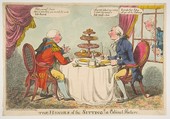 The Honors of the Sitting! A Cabinet Picture, Charles Williams  British, Hand-colored etching