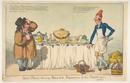 John Bull Viewing Billy's Preparations for his Birth-day, Charles Williams  British, Hand-colored etching