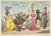 A Peep into Tottenham Street or Dillitanti Performers in Training, Charles Williams  British, Hand-colored etching