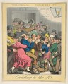 Theatrical Pleasures, Plate 1: Crowding to the Pit, Theodore Lane  British, Hand-colored etching