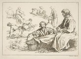 Sheet of Sketches, from "Livre d’étude d’après les desseins originaux de Blomart", François Boucher  French, Etching