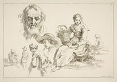 Sheet of Sketches, from "Livre d’étude d’après les desseins originaux de Blomart", François Boucher French, Etching