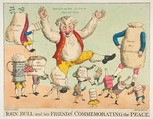 John Bull and His Friends Commemorating the Peace, Piercy Roberts  British, Hand-colored etching