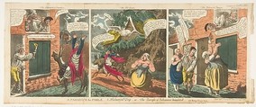 A Paradice [sic] for Fools–A Nocturnal Trip–or–The Disciple of Johanna benighted–vided Scourge No. XXXVI, page 510, Charles Williams (British, active 1797–1830), Hand-colored etching