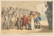 The Horse Armoury in the Tower, Thomas Rowlandson British, Hand-colored etching