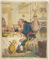 Temperance Enjoying a Frugal Meal, James Gillray British, Hand-colored etching