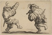 Les Danseurs a la Flute et au Tambourin (Two Dancers Playing the Flute and the Tambourine), from "Les Caprices" Series B, The Nancy Set, Jacques Callot  French, Etching; first state of two (Lieure)