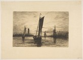 Sunset on the East River, Henry Farrer  American, Etching