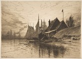 Evening, New York Harbor, Henry Farrer  American, Etching