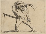 L'Homme Masqué aux Jambes Torses (The Masked Man with Crooked Legs), from "Varie Figure Gobbi, suite appelée aussi Les Bossus, Les Pygmées, Les Nains Grotesques" (Various Hunchbacked Figures, The Hunchbacks, The Pygmes, The Grotesque Dwarfs), Jacques Callot French, Etching and engraving; first state of two (Lieure)