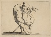 Le Bossu a La Canne (The Hunchback with a Cane), from "Varie Figure Gobbi, suite appelée aussi Les Bossus, Les Pygmées, Les Nains Grotesques" (Various Hunchbacked Figures, The Hunchbacks, The Pygmes, The Grotesque Dwarfs), Jacques Callot  French, Etching and engraving; first state of two (Lieure)