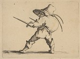 Le Duelliste a L'Épée et au Poignard (The Duelist with a Sword and Daggar), from "Varie Figure Gobbi, suite appelée aussi Les Bossus, Les Pygmées, Les Nains Grotesques" (Various Hunchbacked Figures, The Hunchbacks, The Pygmes, The Grotesque Dwarfs), Jacques Callot French, Etching and engraving; first state of two (Lieure)