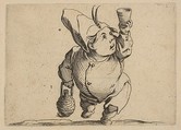 Le Beveur vu de Face (The Drinker Viewed from the Front), from "Varie Figure Gobbi, suite appelée aussi Les Bossus, Les Pygmées, Les Nains Grotesques" (Various Hunchbacked Figures, The Hunchbacks, The Pygmes, The Grotesque Dwarfs), Jacques Callot French, Etching and engraving; first state of two (Lieure)