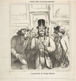 Walk-through of an influential critic, from 'Sketches from the Salon,' published in 'Le Charivari,' June 24, 1865, Honoré Daumier (French, Marseilles 1808–1879 Valmondois), Lithograph on newsprint; second state (Delteil)