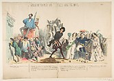 Grand Course au Clocher Académique, Pl. 2, J. J. Grandville French, Hand-colored lithograph