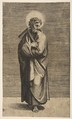 Saint Thomas holding a square rule, his head turned to the right, Marco Dente  Italian, Engraving
